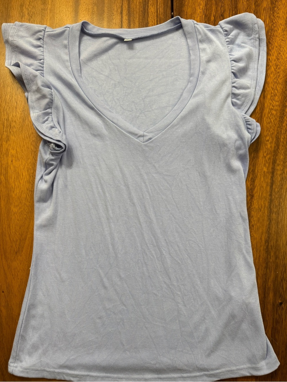 Lavender  V-Neck Ruffle Sleeve Women's Top